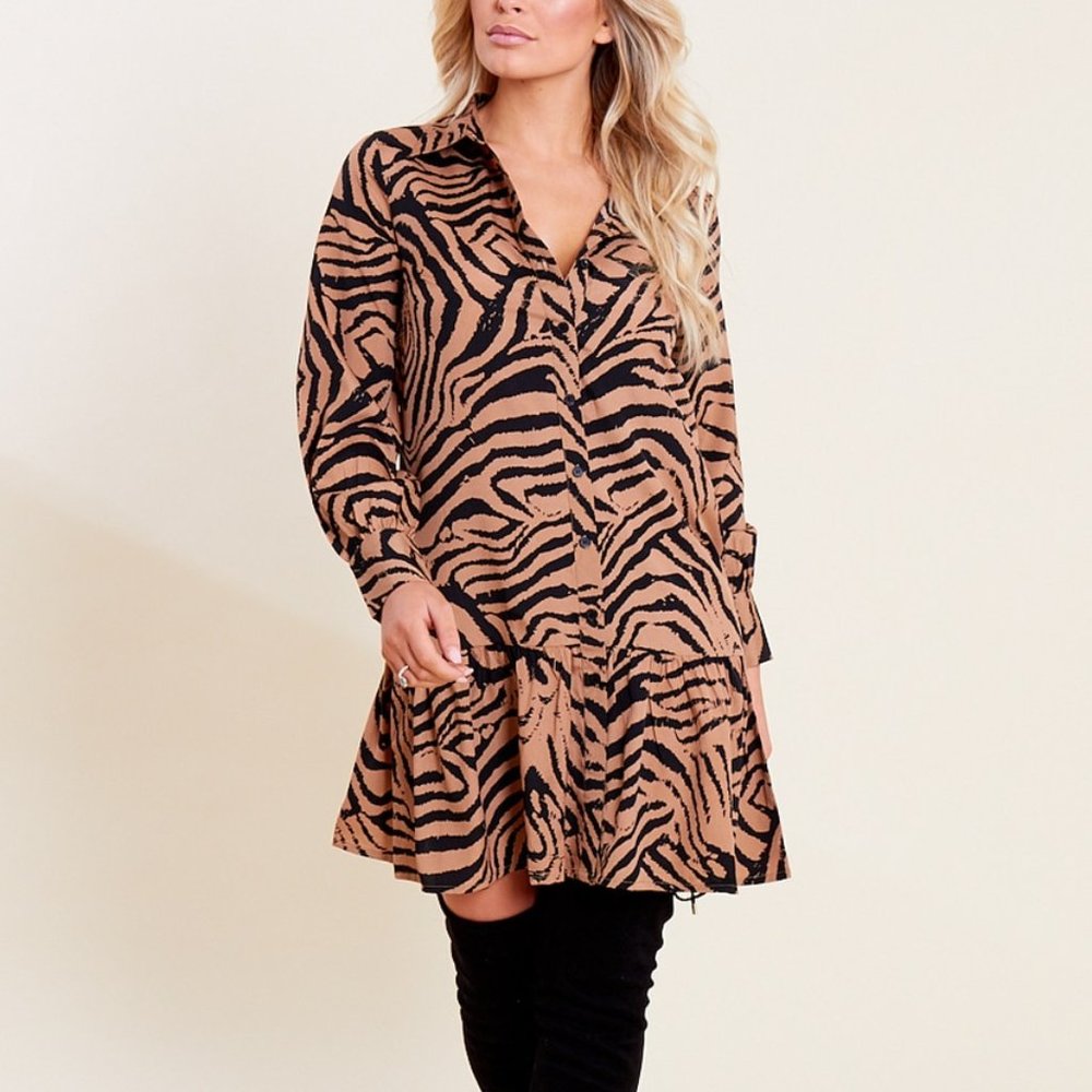 ANIMAL PRINT SHIRT DRESS